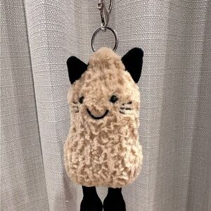 Jellycat Peanut Cat Outfit Keychain – Rare Amuseables Plush Bag Charm NWT